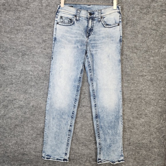 True Religion Devin Loose Straight Denim Jeans Mens 30X31 Light Wash Stretch - Picture 1 of 15